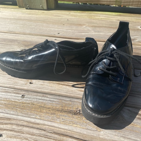 Zara chunky lace up leather tuxedo shoes EU40/US 8 - Picture 2 of 3